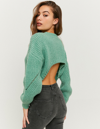 TALLY WEiJL, Zielony gruby sweter z odkrytymi plecami for Women