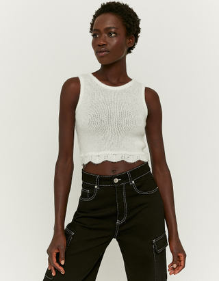 TALLY WEiJL, White Soft touch Cropped  Top for Women