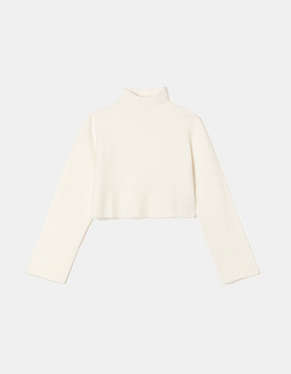 TALLY WEiJL, White Loose Cropped Jumper for Women