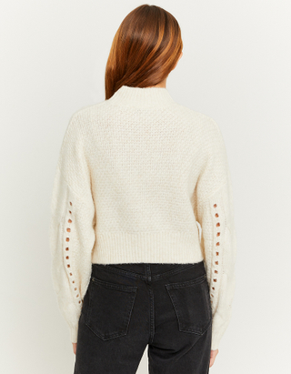 TALLY WEiJL, Beige Cable Knit Cropped Jumper for Women