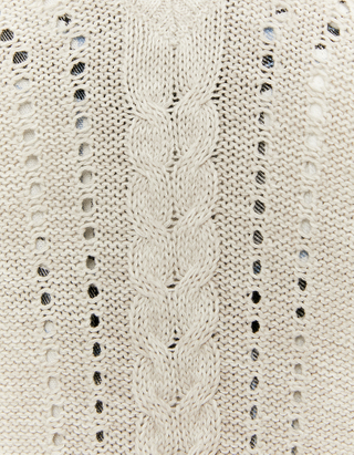 Zopfstrick-Pullover mit V-Ausschnitt