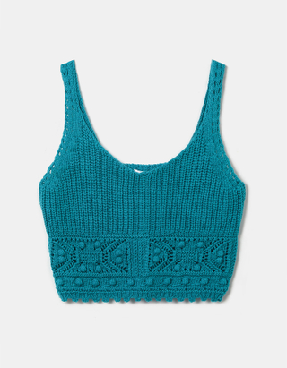 Μπλε Crochet Crop Top