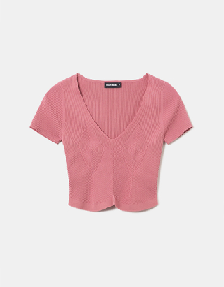 TALLY WEiJL, Crop Top In Maglia Basico Rosa  for Women