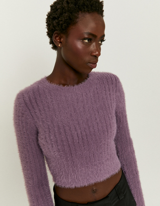 TALLY WEiJL, Fioletowy krótki miękki sweter for Women