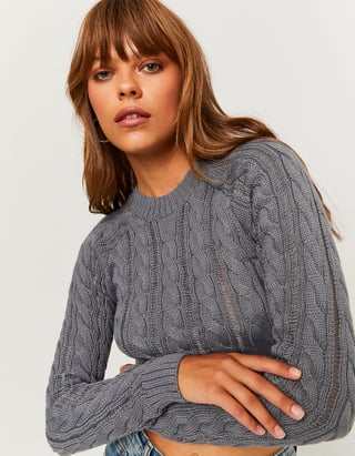 TALLY WEiJL, Cable Knit Cropped Jumper for Women