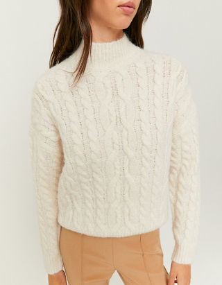 TALLY WEiJL, White Cable Knit Jumper for Women