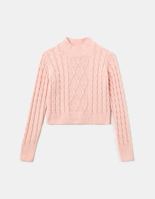 TALLY WEiJL, Różowy krótki sweter z dzianiny for Women