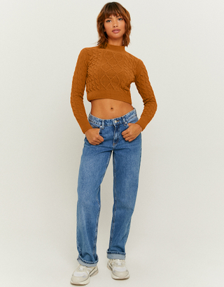 TALLY WEiJL, Yellow  Cable knit Cropped Jumper for Women