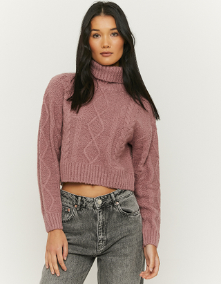 TALLY WEiJL, Pink Cable knit Cropped Jumper for Women