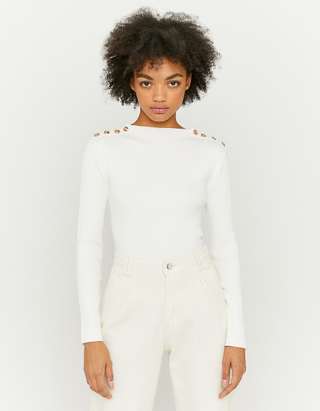 TALLY WEiJL, White Jumper with Buttons for Women