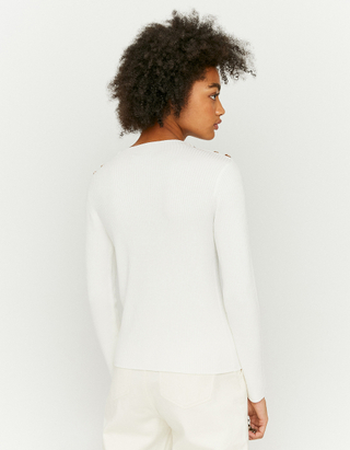 TALLY WEiJL, White Jumper with Buttons for Women