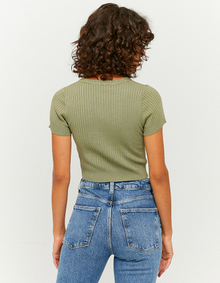 Green Basic Knit Crop top