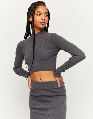 TALLY WEiJL, Grey Ribbed Fitted Jumper for Women