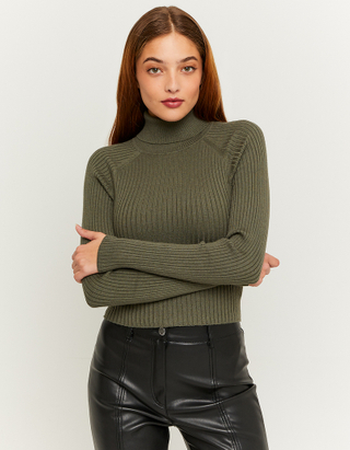 TALLY WEiJL, Green Fitted Turtle Neck Jumper for Women