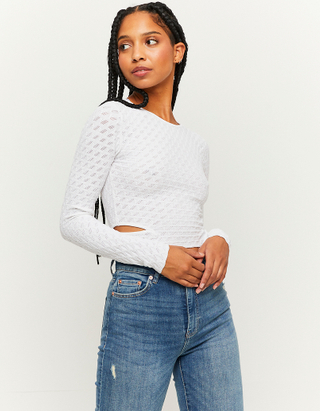 TALLY WEiJL, White Cut Out Fitted Jumper for Women