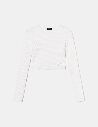 TALLY WEiJL, White Cut Out Fitted Jumper for Women