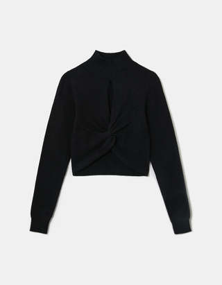 TALLY WEiJL, Czarny krótki sweter z wycięciami for Women