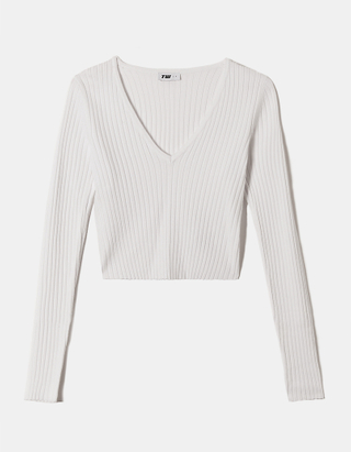 TALLY WEiJL, White Cropped Jumper for Women