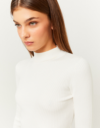 TALLY WEiJL, White Fitted Knit Jumper for Women