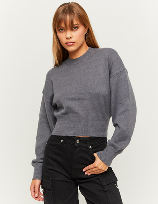 TALLY WEiJL, Πουλόβερ Loose Cropped Γκρι for Women