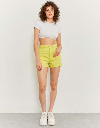Green High Waist Mom Shorts | TALLY 