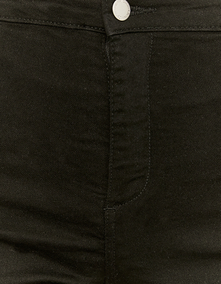 Black High Waist Skinny Denim Shorts