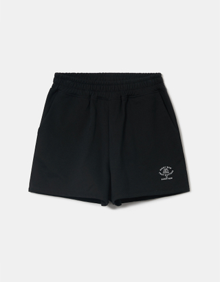 Black High Waist Printed Shorts