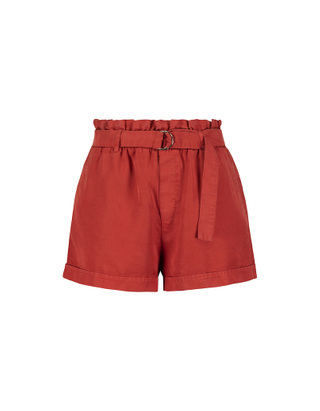 Rote High Waist Paperbag leichte Shorts