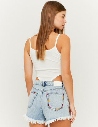 High Waist Raw Hem Denim Shorts | TALLY 
