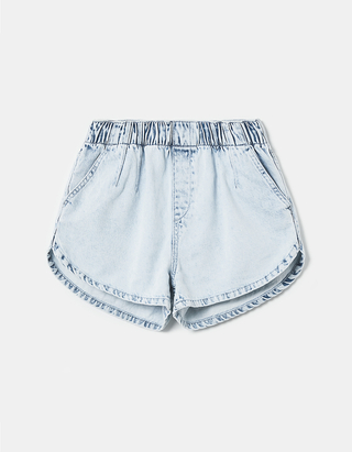 High Waist Denim Joggers Shorts | TALLY 