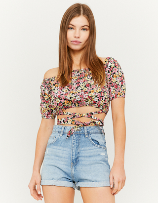 High Waist Ripped Denim Mom Shorts 