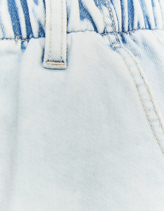 Shorts di Jeans Paperbag a Vita Alta