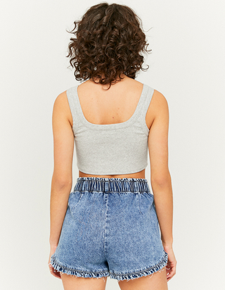 High Waist Ruffle Denim Shorts | TALLY 