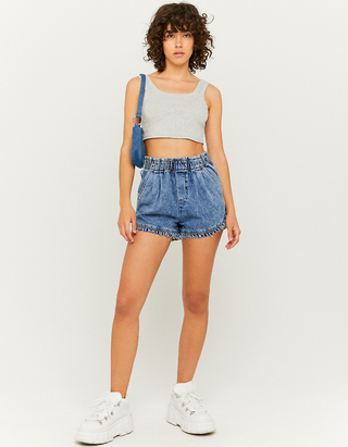 High Waist Ruffle Denim Shorts | TALLY 