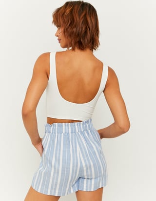 TALLY WEiJL, White & Blue Striped Shorts for Women