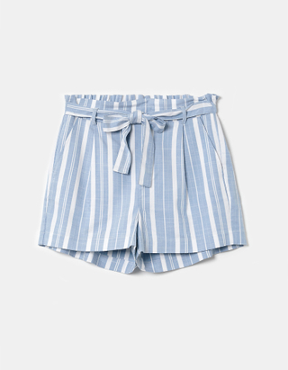 TALLY WEiJL, White & Blue Striped Shorts for Women