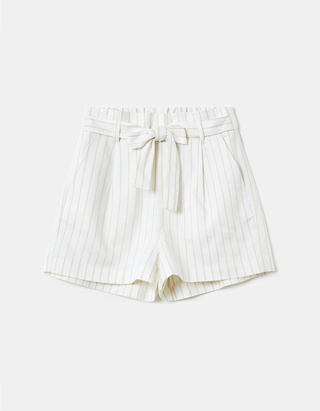 White & Blue Striped Shorts