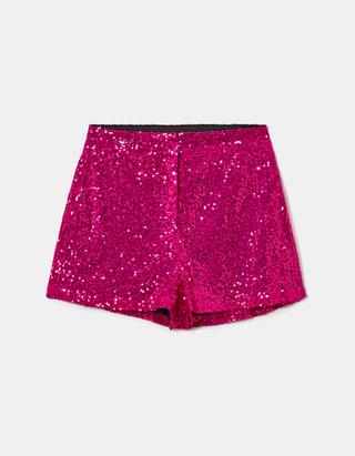 Pinke Mini Shorts mit Pailletten