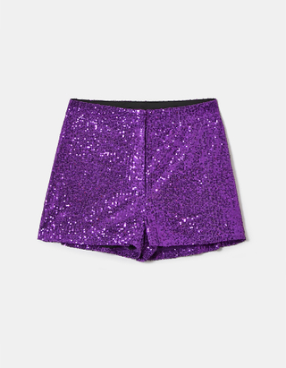 TALLY WEiJL, Purple Sequined Mini Shorts for Women