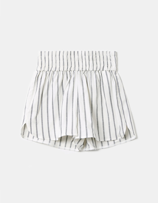 Mid Waist Linen-Blend Culotte Shorts