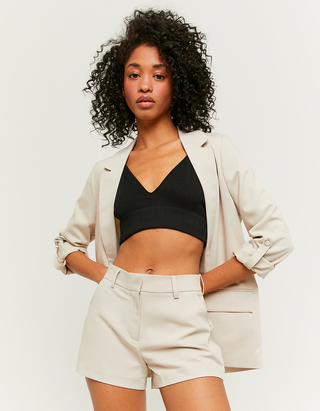Beige Low Waist Straight Shorts | TALLY 