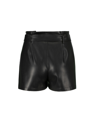 Black Faux Leather Paperbag Shorts
