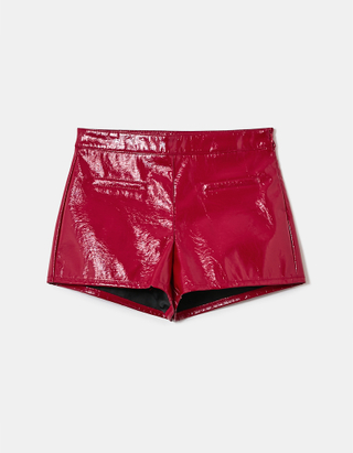 TALLY WEiJL, Red Vinyl Leather Mini Shorts for Women
