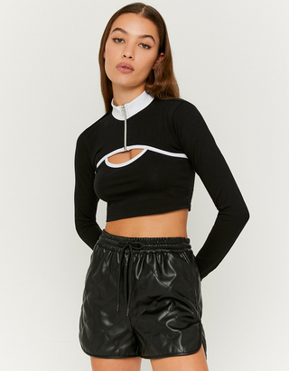 Black Faux Leather Shorts | TALLY WEiJL 