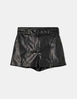 TALLY WEiJL, Black Faux Leather Shorts for Women