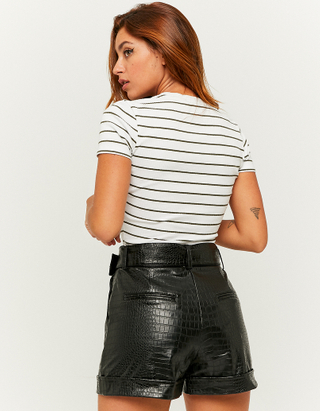 TALLY WEiJL, Black High Waist Faux Leather Mini Shorts for Women