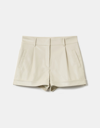 TALLY WEiJL, Beige Faux Leather Mini Shorts for Women