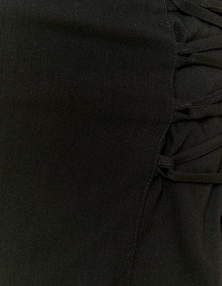 Shorts in Misto Lino con Dettaglio di Allacciatura a Vita Alta