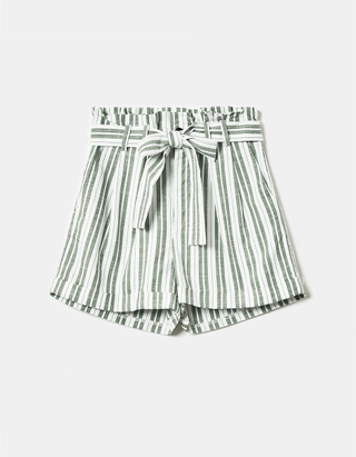 Striped Lightweight Paperbag Shorts