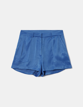 TALLY WEiJL, Blue High Waist Satin Shorts for Women
